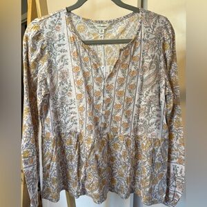 Lucky Brand Paisley Floral Button-Up Top New Medium (Large In Closet)